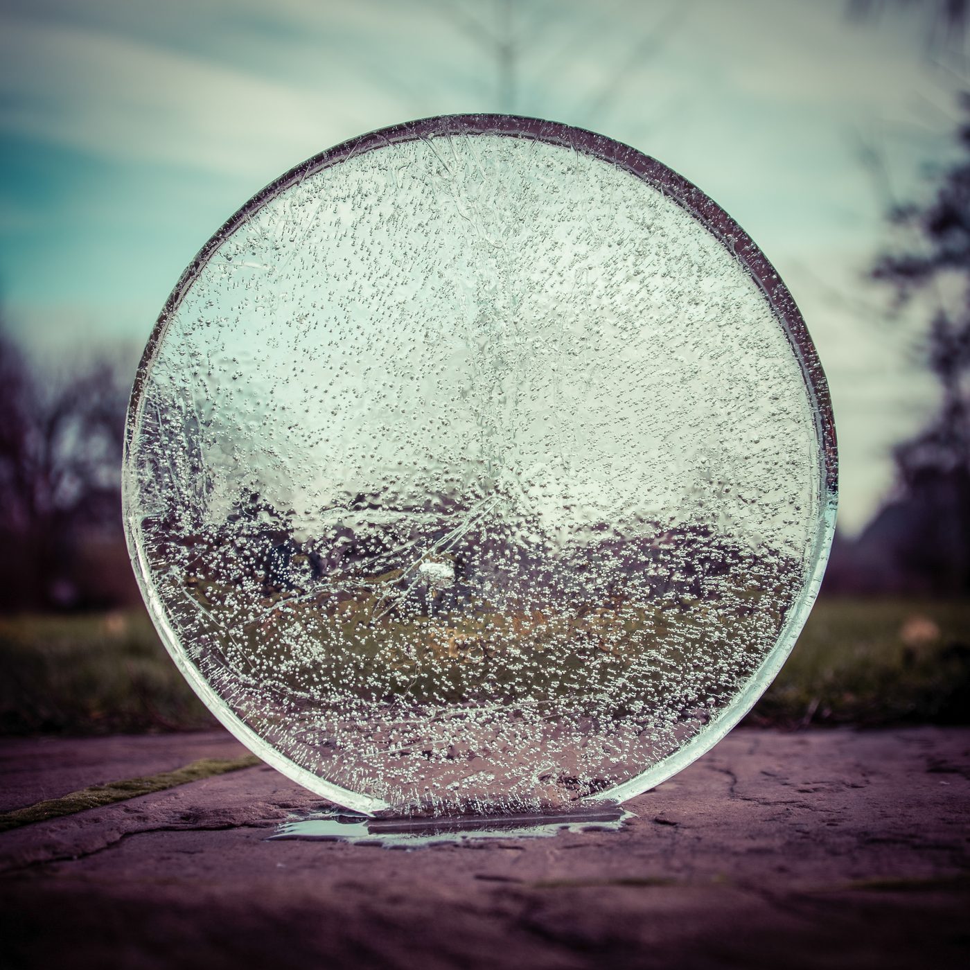 Eisscheibe mit Lichtstrukturen, fotografiert von Peter Kober